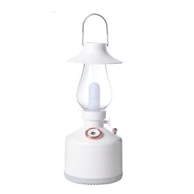 1pc Wireless Air Humidifier Camping Table Lamp Aromatherapy Diffuser With LED Night Light USB Chargeable Retro Kerosene Lamp Mist Maker For Home - Whi