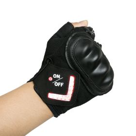 Flashlight Gloves Gifts for Men Automatic Induction Steering Light Glove Ride Warning Light Glove - Black - L