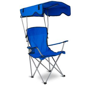 Foldable Beach Canopy Chair Sun Protection Camping Lawn Canopy Chair 330LBS Load Folding Seat - Blue