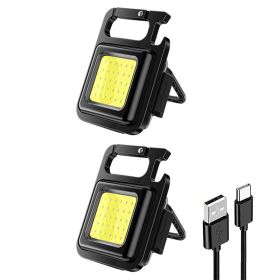 Mini LED Pocket FlashLight Mutifuction Work Light Lamps Waterproof USB Rechargeable COB Keychain Light for Outdoor Camping - 2Pcs - China