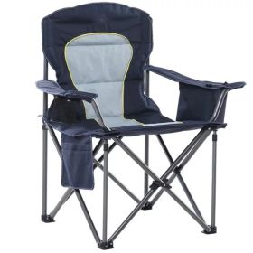 Folding Camping Chair Portable Padded Oversized Chairs with Cup Holders - Navy Blue
