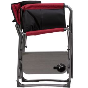 Folding Padded Adult Director Camping Chair - Red
