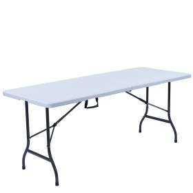 6 Ft Portable Folding Table;  Fold-in-Half Plastic Card Table Dinging Table for Camping;  Picnic;  Kitchen or Outdoor Party Wedding Event - White