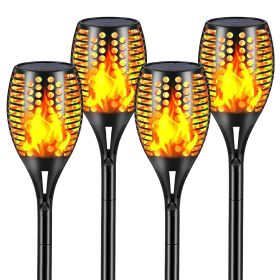 Solar Torch; 48" Tall; Large Solar Torch With Flickering Flame Outdoor Garden Indoor Decoration - 4 Pack - Large (4-pack) - Metal