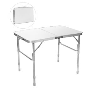 Patio Folding Camping Table Aluminum Adjustable Portable Outdoor Indoor - White - Aluminum