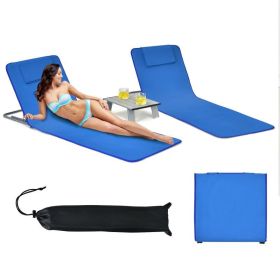 Outddoor Adjustable 3-Piece Beach Lounge Chair Mat Set - Blue - Lounge Chairs