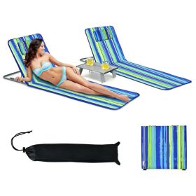Outddoor Adjustable 3-Piece Beach Lounge Chair Mat Set - Stripe - Lounge Chairs