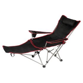 YSSOA Removable Footrest Reclining Camping Chair; 1-Pack; Black - as Pic