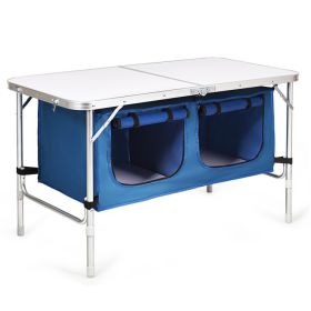 Travel Party Adjustable Height Folding Camping Table - Blue - Camping Table