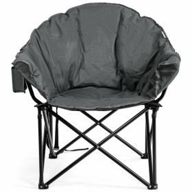 Folding Camping Moon Padded Chair with Carry Bag - grey