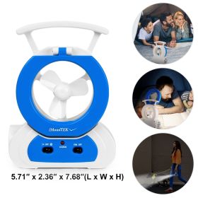 Desk Cooling Fan w/180Â¬âˆžAdjustable LED Lamp Baby Stroller Fan Emergency Flashlight Torch - Blue