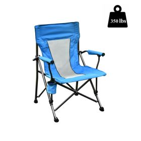 Free shipping Extended-weighted steel frame 350 lb folding chair, 600D PVC powder coated portable camping chair11.13 lb net, with cup holder and liner