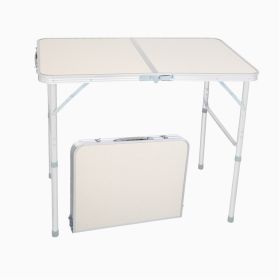 US Stock Home Use Aluminum Alloy Portable Folding Table White Outdoor Picnic Camping Dining Party Indoor RT - 90x60x70cm
