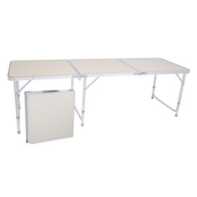 US Stock Home Use Aluminum Alloy Portable Folding Table White Outdoor Picnic Camping Dining Party Indoor RT - 180x60x70cm