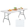 Portable Folding Camping Table with Carrying Handle for Picnic - white
