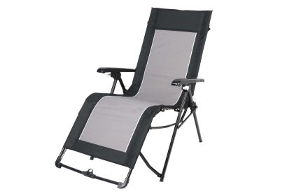 Zero Gravity Recliner Camping Chair; Black - black - polyester, steel, fabric