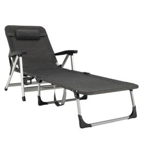 Beach Folding Chaise Lounge Recliner with 7 Adjustable Positions - Gray