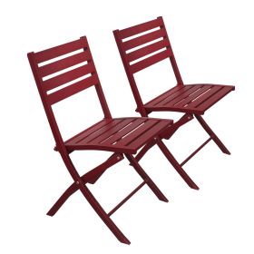 Outdoor Folding Chair Set of 2 All Weather Aluminum Patio Chairs - Red