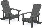 HIPS Adirondack Chairs Set of 2; Weather Resistant Plastic Fire Pit Chairs for Patio Deck - Gray - High Impact Polystyrene