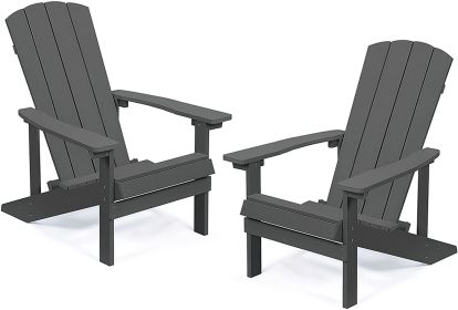HIPS Adirondack Chairs Set of 2; Weather Resistant Plastic Fire Pit Chairs for Patio Deck - Gray - High Impact Polystyrene