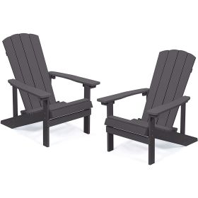 HIPS Adirondack Chairs Set of 2; Weather Resistant Plastic Fire Pit Chairs for Patio Deck - Coffee - High Impact Polystyrene