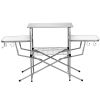 BBQ Camp Table Foldable Portable Grilling Stand Outdoor Camping Hiking Picnic - silver - Aluminum + Steel + MDF
