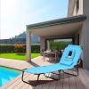 Folding Chaise Lounge Chair Adjustable Outdoor Patio Beach Camping Recliner Turquoise - Turquoise - Oxford Cloth + Iron Pipe