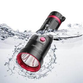 Rechargeable Diver Light LED Underwater Torch Lamp Waterproof Dive Lamp - Black - Diver flashlight