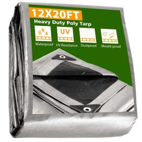 12x20ft Heavy Duty Poly Tarp/ Silver+Black - As Picture
