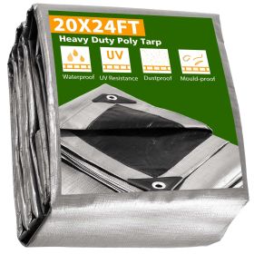 20x24ft Heavy Duty Poly Tarp/ Silver+Black - As Picture