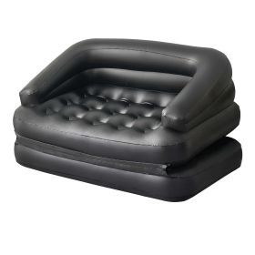 Inflatable Sofa Bed; Air Mattress; Lounge Chair Couch for Camping; 5-in-1; Full; Black - Black - PVC