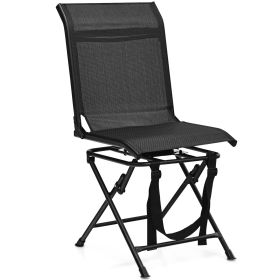 Folding 360 Silent Swivel Hunting Chair Blind Chair All-weather Outdoor - Black - Iron + Mesh Fabric