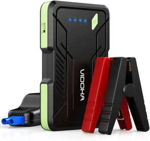 Portable Car Jump Starter 1000A Battery Booster, VIDOKA 12V Jump Starter (Gas Engines up to 7.0L, Diesel up to 5.5L) with Smart Clamp Cables, USB Quic