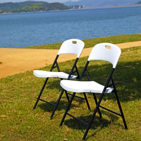 4 Pack Portable Plastic Folding Chairs; Sturdy Design; Indoor/Outdoor Events; Perfect for Camping/Picnic/Tailgating/Party; Easy to Clean; White - Whit