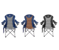 Outdoor Reclining Camping Chair 3 Position Folding Lawn Chair Supports 350 lbs - Blue & Brown