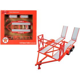 Tandem Car Trailer with Tire Rack Orange "Texaco" for 1/43 Scale Model Cars by GMP