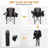 Folding Camping Chair Portable Padded Oversized Chairs with Cup Holders - Black
