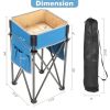2 Pieces Folding Camping Tables with Large Capacity Storage Sink for Picnic - blue and red