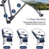 Outdoor Reclining Camping Chair 3 Position Folding Lawn Chair Supports 350 lbs - Blue & Grey