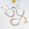 Super Flash Light Luxury Full Zircon Bracelet Adjustable Bracelet Charm Jewelry For Women 18K Gold Plated - Silvery