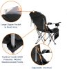 Outdoor Reclining Camping Chair 3 Position Folding Lawn Chair Supports 350 lbs - Black & Grey