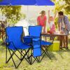 Portable Folding Picnic Double Chair With Umbrella - blue