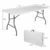 6' Folding Table Portable Plastic Indoor Outdoor Picnic Party Dining Camp Tables - White - Powder Coated steel Frame & HDPE Table Top