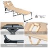 Folding Chaise Lounge Chair Bed Adjustable Outdoor Patio Beach - Beige