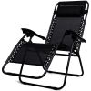 3PC Zero Gravity Reclining Lounge Chairs Pillows Table Portable Folding - Black - Steel ,textilene fabric
