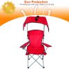 Foldable Beach Canopy Chair Sun Protection Camping Lawn Canopy Chair 330LBS Load Folding Seat - Red