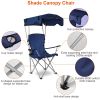 Foldable Beach Canopy Chair Sun Protection Camping Lawn Canopy Chair 330LBS Load Folding Seat - Navy Blue