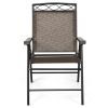 Set of 2 Patio Folding Chairs Sling Portable Dining Chair Set with Armrest - Black