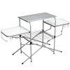 BBQ Camp Table Foldable Portable Grilling Stand Outdoor Camping Hiking Picnic - silver - Aluminum + Steel + MDF