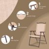 Set of 2 Patio Folding Sling Back Camping Deck Chairs - Beige